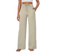 G4Free Wide Leg Joggers Tracksuit Bottoms Women UK Yoga Pants Sweatpants Petite Trousers Short Leg with Pockets Stretch Lounge Jogging Ladies Elasticated Work(Tall,Apricot,XXL)