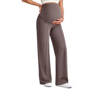 G4Free Wide Leg Maternity Trousers Over Bump Women Maternity Clothes High Waisted Soft Stretchy Pregnancy Work Yoga Pants with Pockets Petite(Taupe,XS)