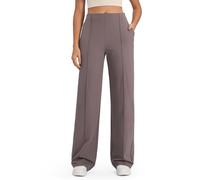 G4Free Wide Leg Trousers for Women UK with Pockets High Waist Stretchy Loose Business Trousers Elegant Casual Dress Pants Petite Taupe,M
