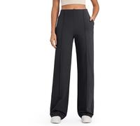 G4Free Wide Leg Trousers for Women UK with Pockets High Waist Stretchy Loose Business Trousers Elegant Casual Dress Pants Petite Black,XL