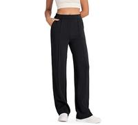 G4Free Women Wide Leg Joggers Straight Tracksuit Bottoms Baggy Jogging Smoofit Modal Soft Trousers Sports Elastic Pants with Pockets for Casual/Gym/Running,Black,L