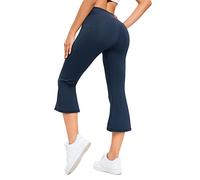 G4Free Women's Cross Waist Yoga Pants Capris Tummy Control Non See Through Bootleg Gym Workout Pants
