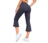 G4Free Women's Cross Waist Yoga Pants Capris Tummy Control Non See Through Bootleg Gym Workout Pants