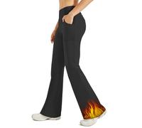 G4Free Women's Fleece Lined Pants Strechy Thermal Yoga Pants for Women Bootcut Dress Trousers with 4 Pockets for Winter Casual Work,Black,L