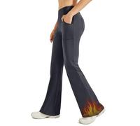 G4Free Women's Fleece Lined Trousers Thermal Flared Leggings High Waisted | Stretch bootcut yoga pants,wide leg jogger,4 practical pockets,ideal for winter casual daily wear and office work outfits
