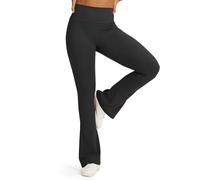 G4Free Women's Leggings Mini Flare Yoga Pants High Waisted Flare BareFeel Sport Leggings Tummy Control for Casual Work(Tall,Black,XL)