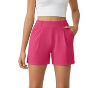 G4Free Womens Shorts with Pockets Ladies Bermuda Shorts Dressy Summer Work Tailored Shorts(Hot Pink, S)