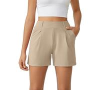 G4Free Womens Shorts with Pockets Ladies Bermuda Shorts Dressy Summer Work Tailored Shorts(Light Khaki, XL)