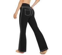 G4Free Yoga Pants for Women Denim Style High Waist Flared Leggings Stretch Trou