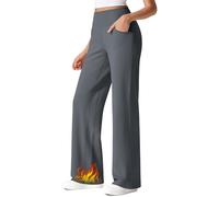 G4Free Yoga Pants for Women Fleece Lined Trousers Thermal Wide Leg Joggers with Pockets High Waisted Sweatpants for Work Casual Winter Petite/Regular/Tall