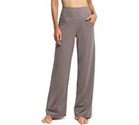 G4Free Yoga Pants for Women High Waist Stretch Straight Wide Leg Trousers with Pockets Loose Sports Gym Casual Tracksuit Running Bottoms Straight Leg Joggers Pants Petite/Regular/Tall Taupe