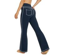 G4Free Yoga Pants for Women UK High Waist Flared Leggings Ladies Stretch Trousers Denim Style with Pockets Petite Navy,XL