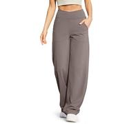 G4Free Yoga Pants for Women Wide Leg Joggers Trousers Crossover High Waist Loose Stretch Work Dress Casual Lounge Pants with Pockets(Petite,Taupe,XL)