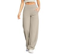 G4Free Yoga Pants for Women Wide Leg Joggers Trousers Crossover High Waist Loose Stretch Work Dress Casual Lounge Pants with Pockets Petite/Regular/Tall Mocha