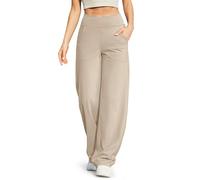 G4Free Yoga Pants for Women Wide Leg Joggers Trousers Crossover High Waist Loose Stretch Work Dress Casual Lounge Pants with Pockets Petite/Regular/Tall Light Khaki