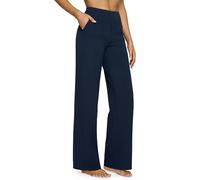 G4Free Yoga Pants with Pockets Wide Leg Trousers for Women UK Dress Ladies Stretch Work Trousers Casual Joggers Tall Dark Navy,S