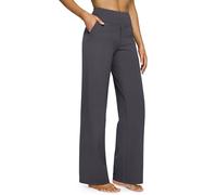 G4Free Yoga Pants with Pockets Wide Leg Trousers for Women UK Dress Ladies Stretch Work Trousers Casual Joggers Petite Dark Grey,M