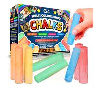 G4GADGET 10 Jumbo Chalks for Kids - Giant Chunky Outdoor Pavement Chalk - Washable Colourful Playground Sidewalk Chalks - Garden Summer Toys for Children Aged 3+