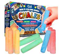G4GADGET 10 Jumbo Chalks for Kids - Giant Chunky Outdoor Pavement Chalk - Washable Colourful Playground Sidewalk Chalks - Garden Summer Toys for Children Aged 3+