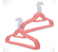 G4GADGET 10 Pack Pink Velvet Hangers with Tie Bar - Non-Slip Clothes Hangers for Jackets, Coats, Shirts & Trouser - Space Saving & Durable - 41cm