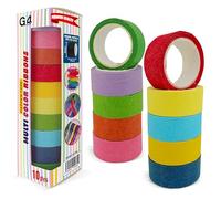 G4GADGET 10 Rolls Rainbow Washi Sticky Tape Set - 1.5cm x 5m Decorative Masking Tapes, Assorted Colourful Adhesive Craft Tape for Scrapbooking, DIY, Planner, Journals & Art Projects