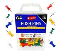 G4GADGET 100 Pack Push Pins - Colourful Thumb Tacks for Cork Boards, Notice Boards, Maps, Photos & Crafts - Durable Drawing Pins for Home, Office, and School