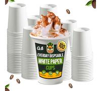 G4GADGET 100 x 8oz (240ml) White Paper Cups - Disposable Coffee/Tea Cups for Hot & Cold Drinks | Recyclable Paper Cups for Office, Home, Party, Events & Takeaway Use