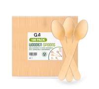G4GADGET 100x Wooden Spoons - Disposable Spoon Biodegradable Birch Wood Utensils for Parties, Picnics, Weddings, BBQs, and Events