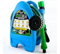 G4GADGET 10m Mini Garden Hose Pipe Reel with 7-Function Spray Gun Nozzle - Compact Lightweight Hosepipe with Quick Connect Fittings, Water Hose for Small Gardens, Balcony, Patio & Outdoor Cleaning