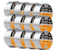 G4GADGET 12 Rolls Silver Duct Tape 50mm x 45m Heavy Duty | Weather Resistant Gaffa Tape | Extra Strong Multi-Purpose Repair Tape | Industrial Grade for Sealing, Wrapping, Plumbing & Outdoor Repairs