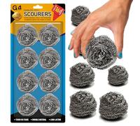 G4GADGET 16x Stainless Steel Scourers - Multi-Purpose Metal Scrubbers for Dishes, Pans, Grills & Household Cleaning - Durable, Rust-Free Wire Wool Balls for Heavy Duty Use