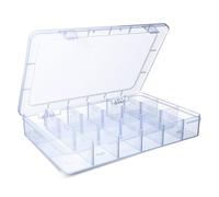 G4GADGET 18-Grid Clear Plastic Storage Box - Stackable Organizer for Beads, Jewelry, Craft Supplies, Fishing Tackle, Small Items - Durable Compartment Container