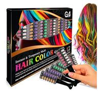 G4GADGET 2-in-1 Hair Chalk Comb Set - 12 Vibrant Temporary Hair Colours (6 Dual Combs) | Instant Washable Non-Toxic Hair Dye for Girls, Kids & Women | Fun Party, Cosplay & Festival Hair Colour Gift Se
