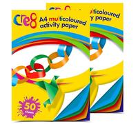 G4GADGET 2 Pack A4 Coloured Activity Paper Pad - 100 Sheets Multi Coloured Craft Paper Card for Kids Arts & Crafts, Drawing, Origami, Card Making & School Supplies, 80GSM A4 Coloured Paper