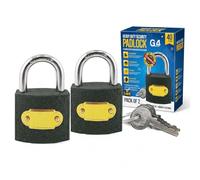 G4GADGET 2 Pack Heavy Duty Padlocks with 2 Keys Each - 40mm Outdoor Security Locks, Weatherproof Cast Iron Body & Hardened Steel Shackle - Shed, Fence, Gate, Toolbox & Garage Use