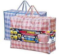 G4GADGET 2 Pack Laundry Shopping Bags with Zips - Reusable Storage Bags for Moving, Clothes, and Bedding - Durable Large Bags with Handles for Laundry, Travel, and More (2, 70cm x 65cm x 18cm)