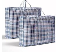 G4GADGET 2 Pack Laundry Shopping Bags with Zips - Reusable Storage Bags for Moving, Clothes, and Bedding - Durable Large Bags with Handles for Laundry, Travel, and More (2, 60cm x 60cm x 15cm)