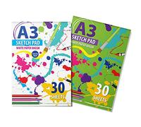 G4GADGET 2 Packs of A3 Sketchbook Drawing Paper - Kids Coloring Book and Art Paper - Easy to Use Doodle Pad with 80 GSM 30 Sheets Each Total 60 Sheets,Packaging may vary