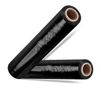 G4GADGET 2 Rolls Black Pallet Wrap (400mm x 150m) | Industrial Strength Stretch Film | Waterproof, Tear Resistant Shrink Wrap for Packaging, Moving & Storage
