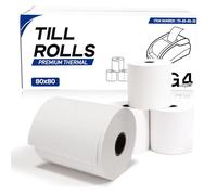 20 Pack 80 X 80 Thermal Paper Till Rolls Receipt Roll for Cash Register, POS, Credit Card Machine with Red Warning Strip BPA-Free 80 * 80