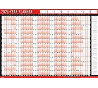 G4GADGET 2024 Wall Planner A1 Large 85cm X 58cm Laminated 2024 Wall Calendar 2024 Year Planner With Stickers And Dry Wipe Pen