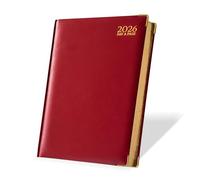 G4GADGET 2026 A4 Diary Day a Page - Red | Daily Planner with UK Holidays & Global Info | Hardback Academic Diary for Teachers, Students & Office Use | Full Page Organizer with Notes & Contacts