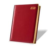 G4GADGET 2026 A4 Diary Day a Page - Red | Daily Planner with UK Holidays | Hardback Organizer | A4 Diary with International Info, Notes & Conversion Charts