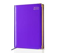 G4GADGET 2026 A4 Diary Week to View - Purple | Weekly Planner with UK Holidays & Global Info | Hardback Organizer for Teachers, Students & Office Use | Elegant Diary with Notes & Contacts
