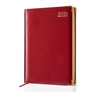G4GADGET 2026 A4 Diary Week to View - Red | Weekly Planner with UK Holidays & Global Info | Hardback Organizer for Students, Teachers & Professionals with Notes & Contacts