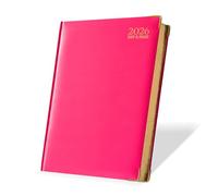 G4GADGET 2026 A5 Diary Day a Page - Pink | Daily Planner with UK Holidays & Global Info | Hardback Personal Organizer for Students, Teachers & Professionals with Notes & Contacts
