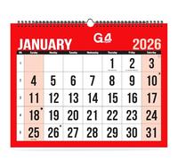 G4GADGET 2026 Month to View Wall Calendar 27cm x 21cm - Easy View Grid Layout with UK Holidays | Spiral Bound Hanging Planner for Home, Office, School & Business