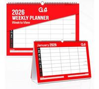 G4GADGET 2026 Week to View 5 Person Weekly Planner - Spiral Bound Wall & Desk Calendar Family Organiser with UK Holidays - A4 Hanging Planner for Home, School & Office