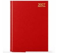 G4GADGET 2027 Diary A4 Week to View Weekly Planner Red Hardback Desk Diary
