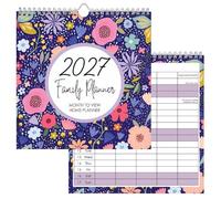 G4GADGET 2027 Family Planner - Month to View Home Wall Calendar with Columns, Notes & To-Do Section | Floral Design Spiral Bound Organiser for Families, Students & Busy Homes (28.5 x 28.5 cm)